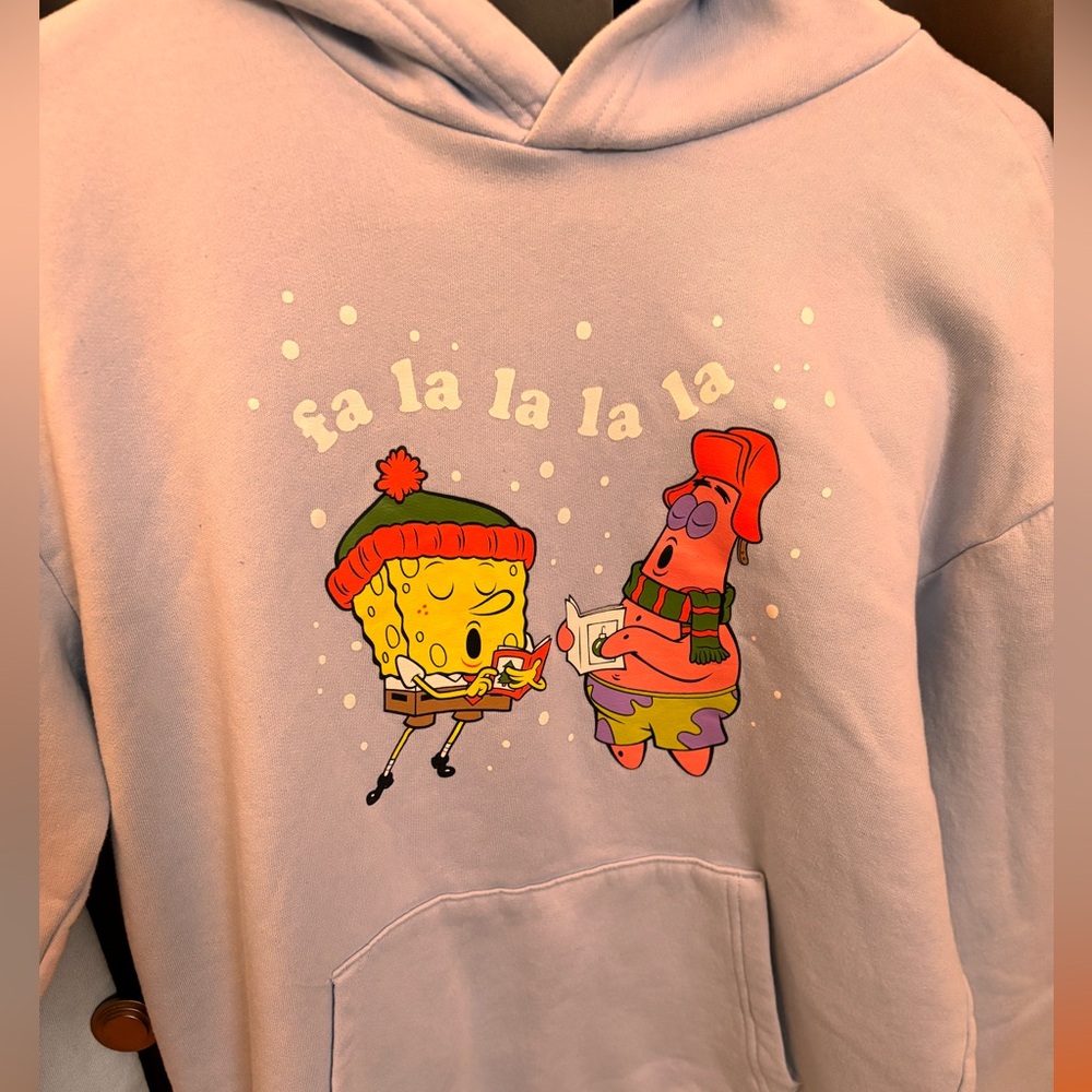 SpongeBob holiday sweatshrt Boys XXL (Nickelodeon)light blue.SpongeBob & Patrick